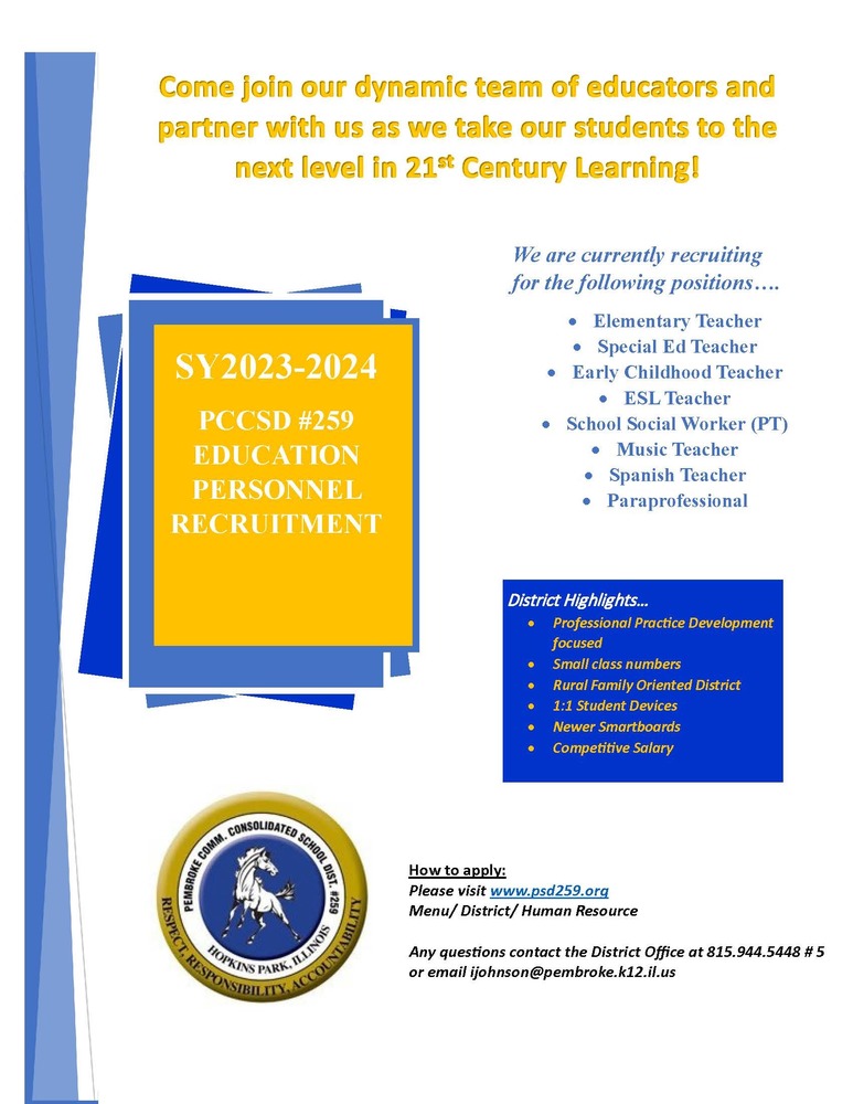 PCCSD#259 Hiring for SY2023-24